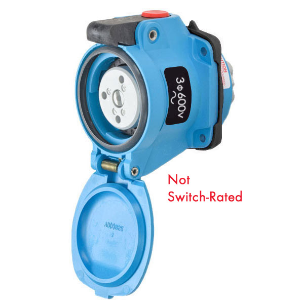 63-14143-352-843 - DSN20 RECEPTACLE POLY BLUE SIZE 1 TYPE 4X IP 69 3P+G 20A 600 VAC 60 Hz NO AUX STRAIGHT INSERTION PADLOCK PAWL